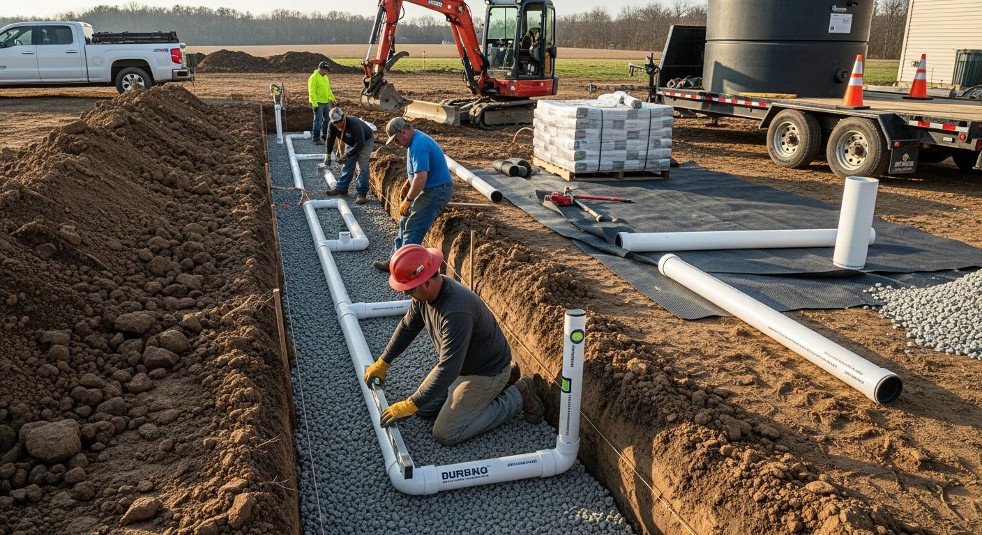 Travaux d'excavation pour fosse septique a Saint-Armand