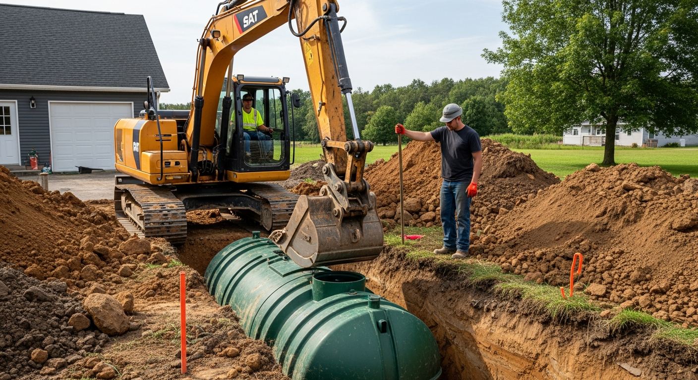 Installation de fosse septique a Odanak, Quebec