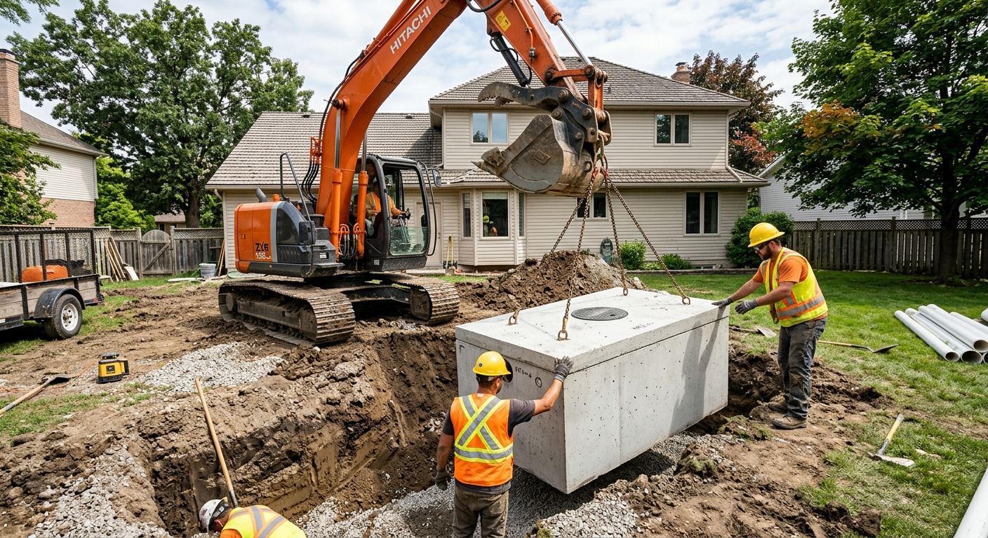 Installation tuyaux et drain a Stornoway, Quebec