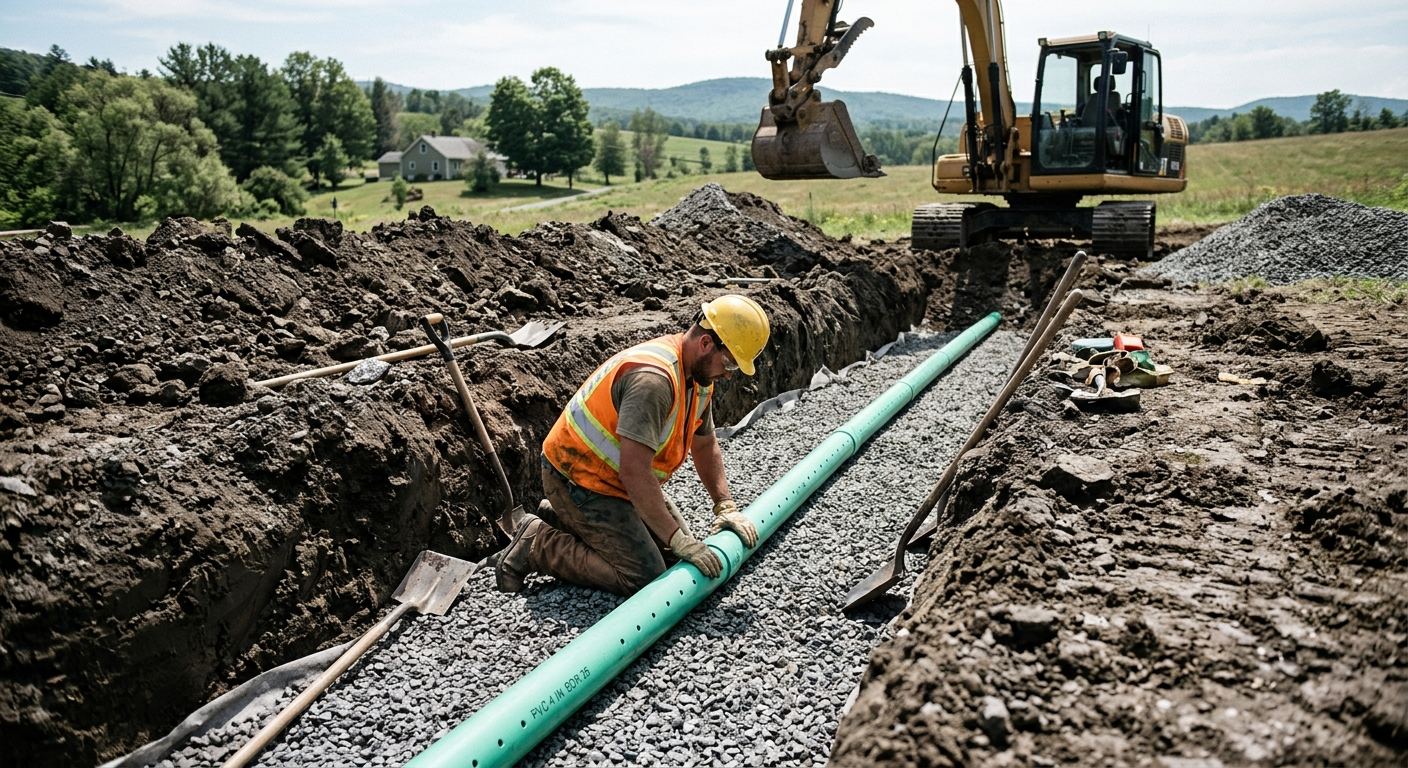 Travaux d'excavation pour fosse septique a Saint-Ferdinand