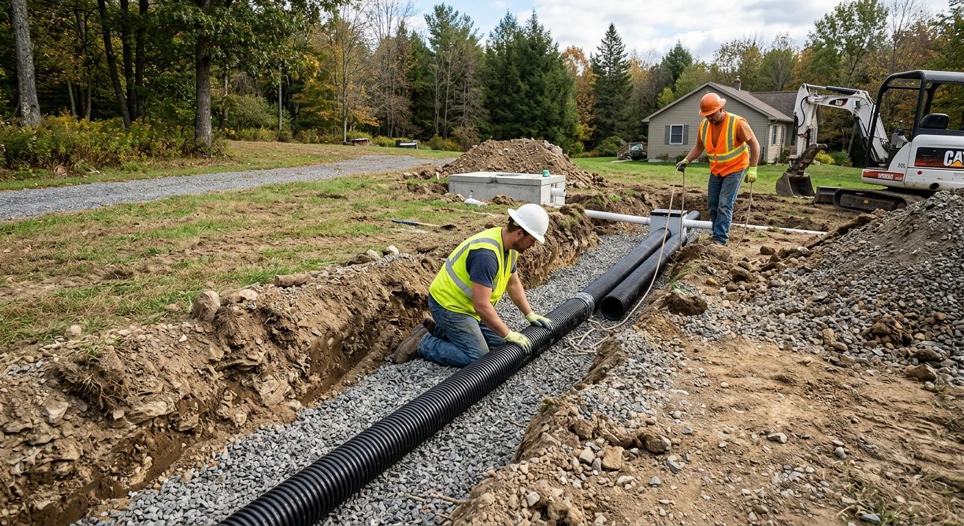 Travaux d'excavation pour fosse septique a Chartierville