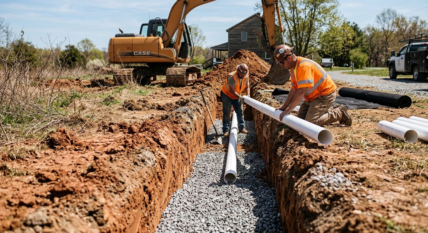 Machinerie lourde — travaux fosse septique a Sainte-Sophie-de-Lévrard