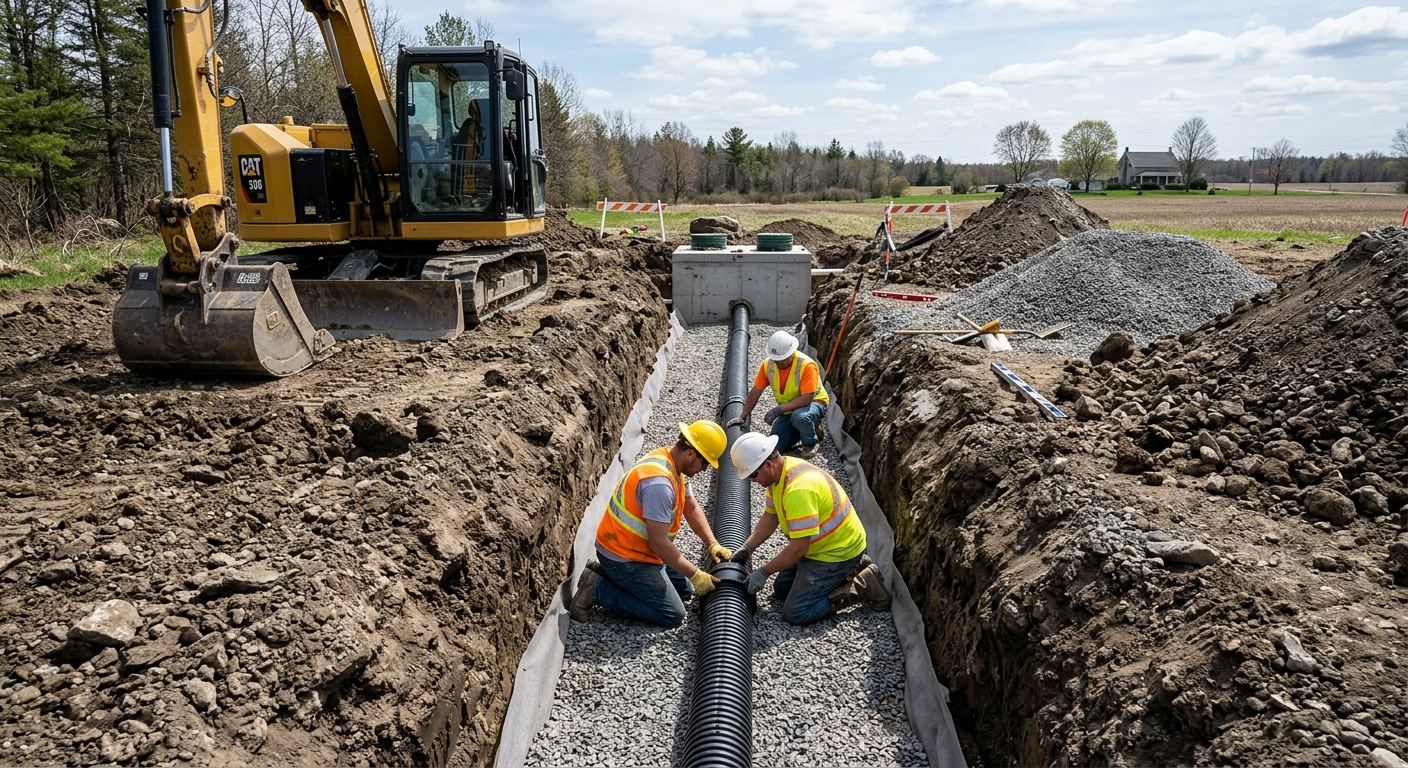 Installation de fosse septique a Tingwick, Quebec
