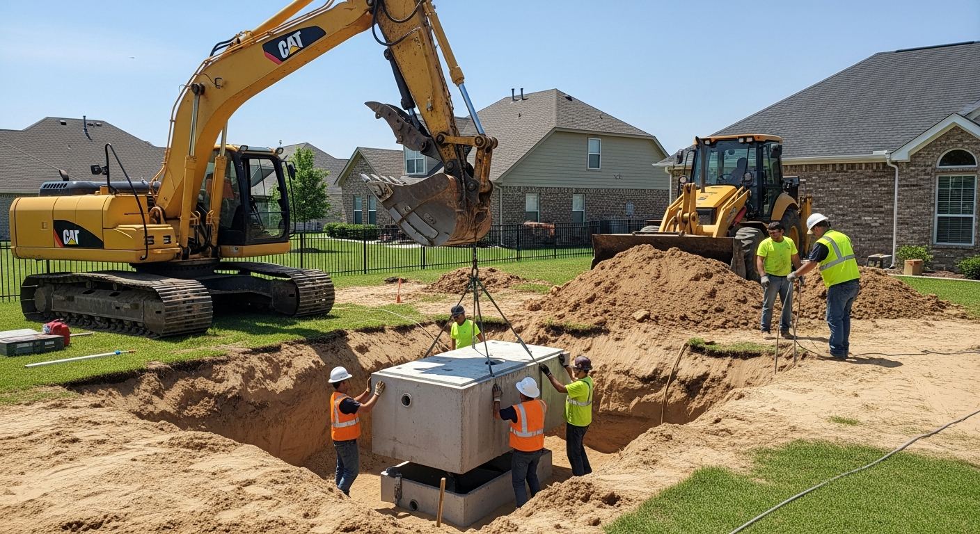 Travaux d'excavation pour fosse septique a Napierville