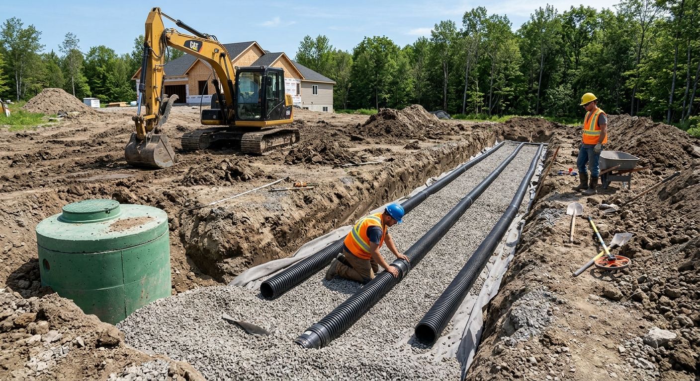 Travaux d'excavation pour fosse septique a Fortierville