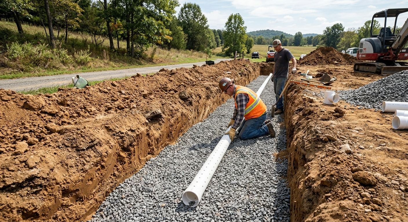 Installation tuyaux et drain a Godbout, Quebec