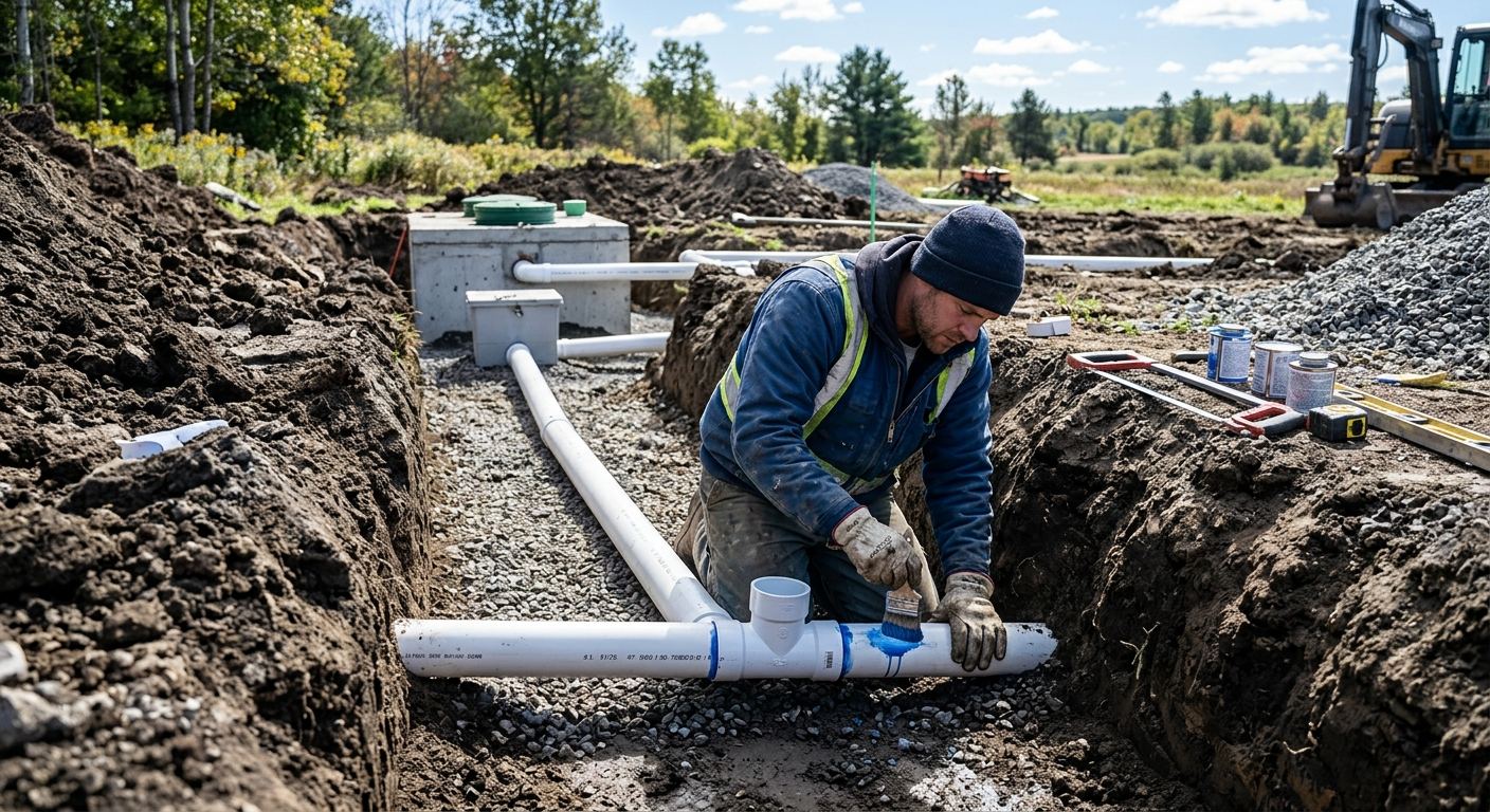 Installation de fosse septique a Lingwick, Quebec
