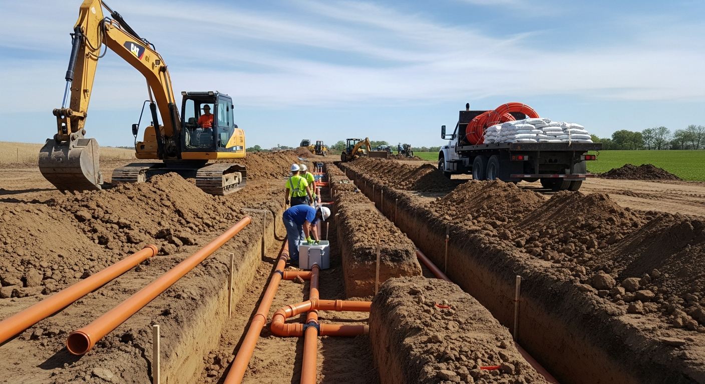 Travaux d'excavation pour fosse septique a L'Assomption
