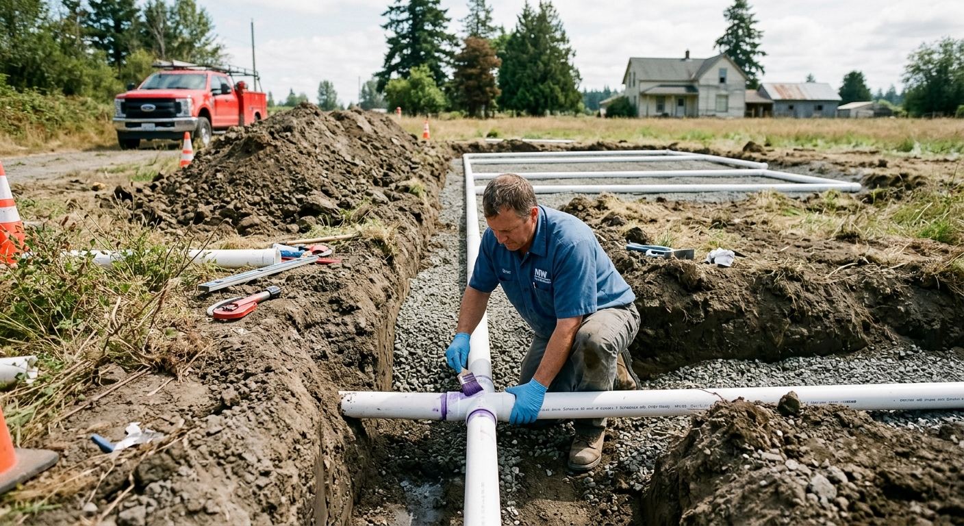 Machinerie lourde — travaux fosse septique a Compton